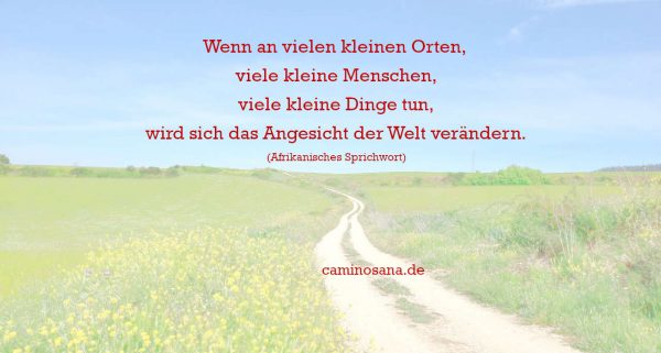Wenn an vielen kleinen Orten, viele kleine Menschen, viele kleine Dinge tun, wird sich das Angesicht der Welt verändern. CaminoSana